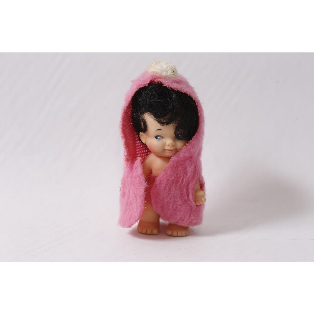1960s Uneeda Pee Wee Small Doll in Pink Outfit w Black Hair ~ 260425-WH M-01-04